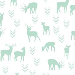 Deer Silhouette in Mint on White