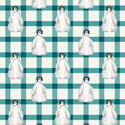 Penguin in Teal Plaid