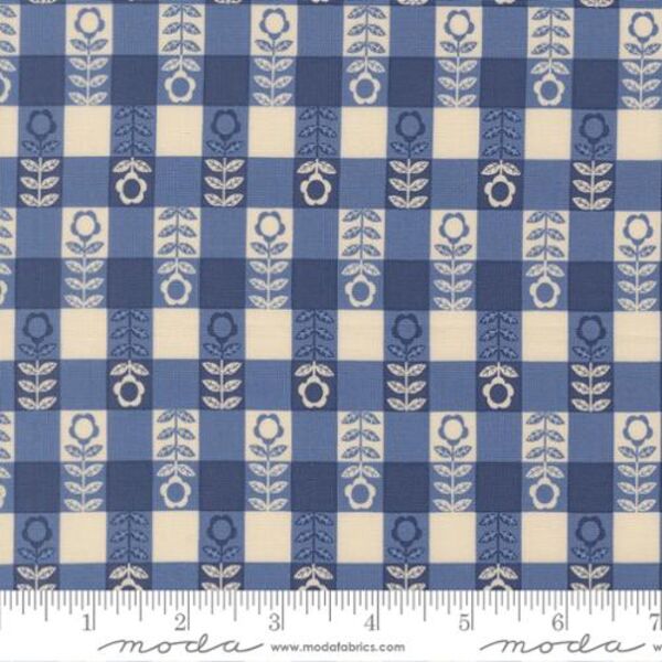 Flower Plaid in Cobalt