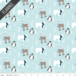 Winter Magic Winter Animals Flannel in Aqua