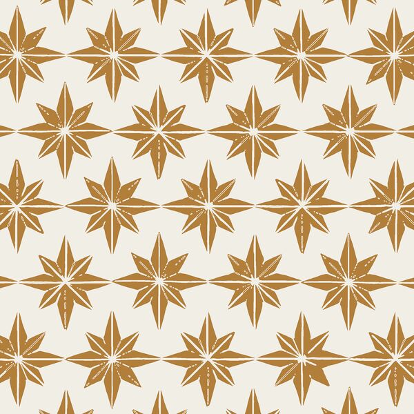 Large Stars in Golden Yellow on Cream