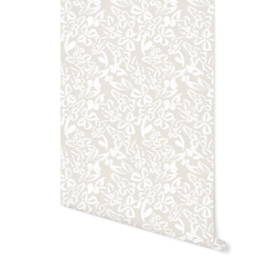 Painted Floral in White on Cream