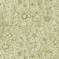 Sketched Garden in Fern Green