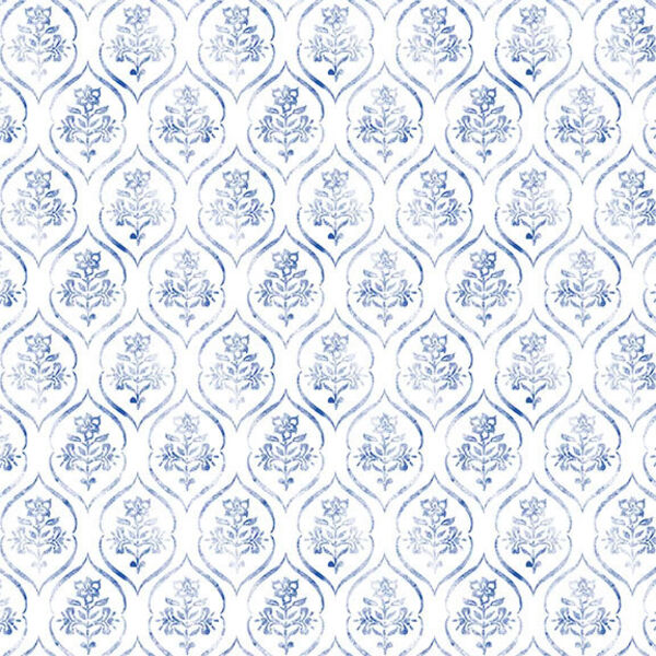 Floral Stamp in Blue