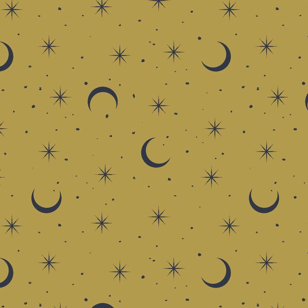 Small Moon and Stars in Gold