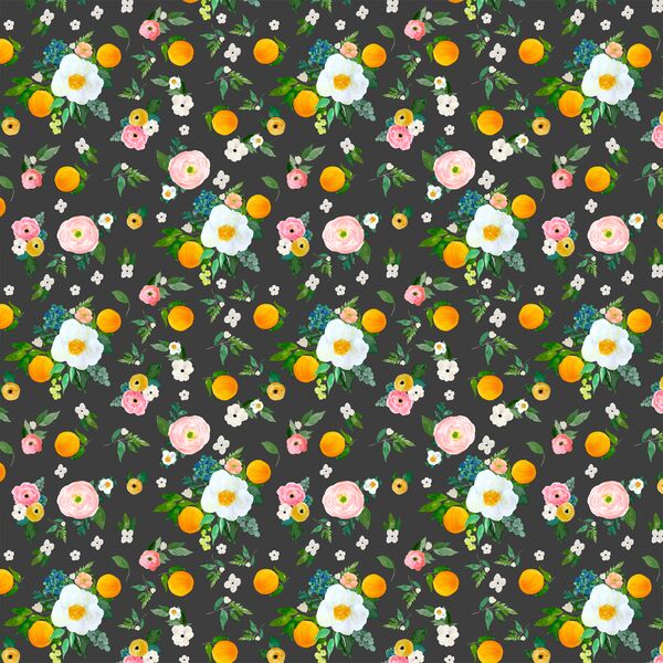 Small Orange Blossoms in Onyx
