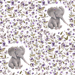 Sweet Floral Elephant in White