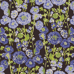 Hollyhocks in Bloom in Periwinkle