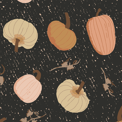 Large Scattered Pumpkins in Autumn Night