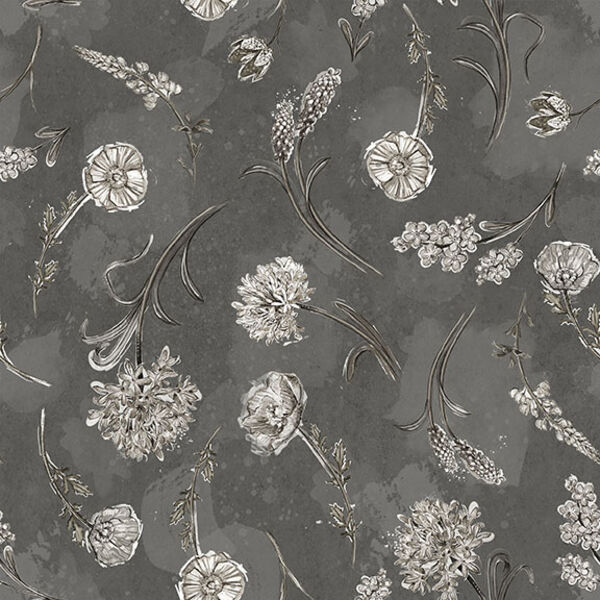Tossed Floral in Gray
