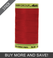 Country Red (9248-0504) - Silk Finish Cotton 60wt - 875 Yards (3 Pack)