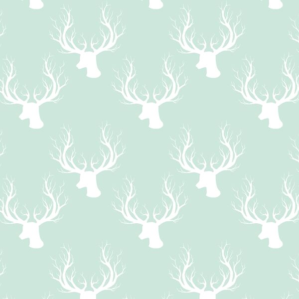 Little Deer Silhouette in White on Light Green