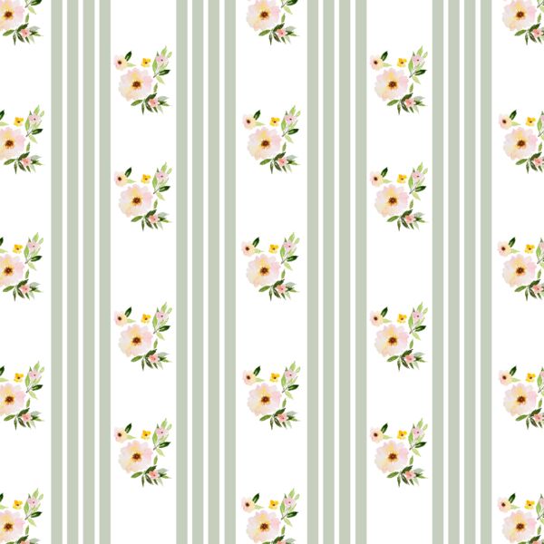 Little Floral Stripes in Succulent Green