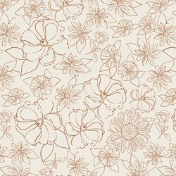 Stamped Floral in Boho Brown on Ecru