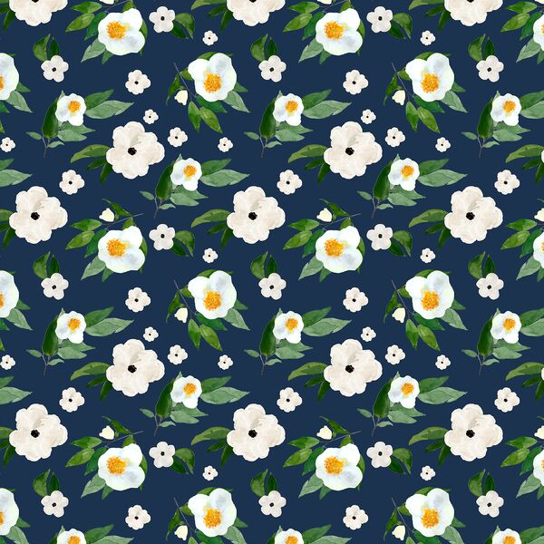 Small Spring Blooms in Navy