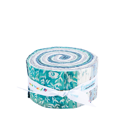 Expressions Batiks 2.5" Strip Roll in Floral Grid Seafoam Splash