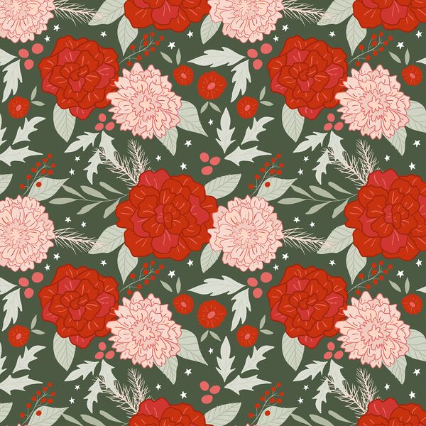 Holly Floral in Evergreen