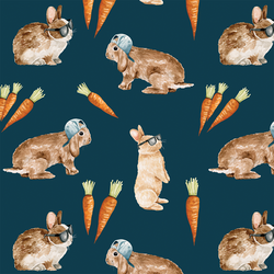 Cool Bunnies and Carrots in Navy