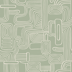 Organic Lines in Cream on Sage Green