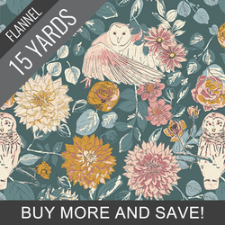 Owl Things Floral Flannel in Willow - 15 Yard Bolt