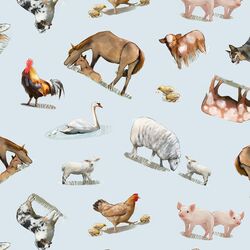 Large Barnyard Animals in Sky Blue