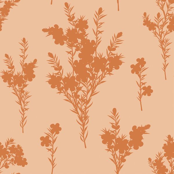 Blooming Branches in Caramel on Peach