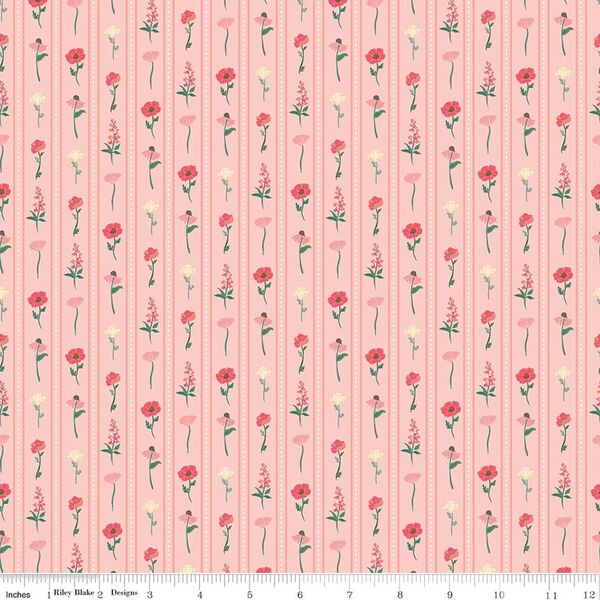 Floral Stripes in Peaches 