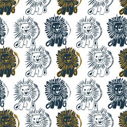 Large Block Print Lions in Deep Navy