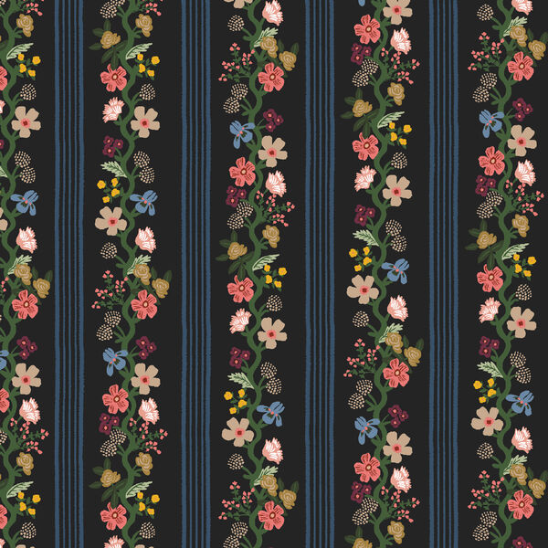 Floral Trellis Stripe in Black