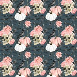 Small Halloween Floral in Midnight Blue
