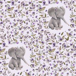 Sweet Floral Elephant in Soft Lilac