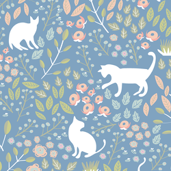 Large Cat Garden in Blue