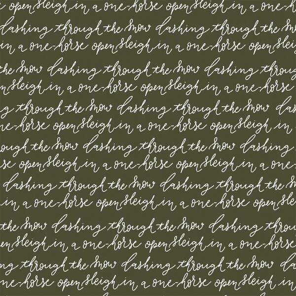 Dashing Through the Snow in White on Pine Green