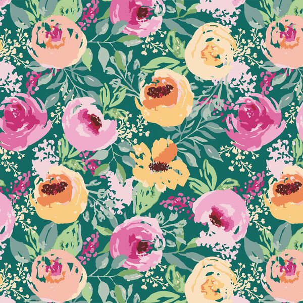 Berry Floral in Arbor Green