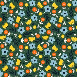 Floral in Dark Green