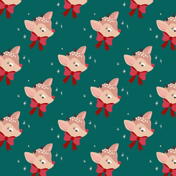 Red Nosed Reindeer in Emerald Green