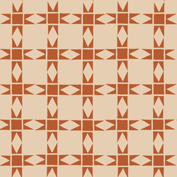 Pieced Christmas Stars in Rust Red on Custard