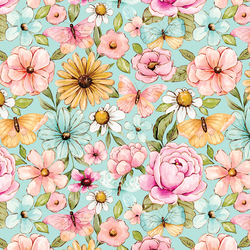 Butterfly Floral in Aquamarine