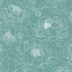 Large Sketched Garden in Pond Blue