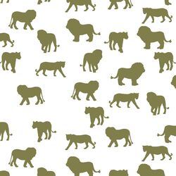 Lion Silhouette in Jungle on White