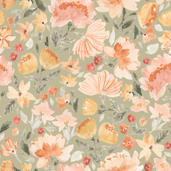 Big Painted Peonies in Light Sage