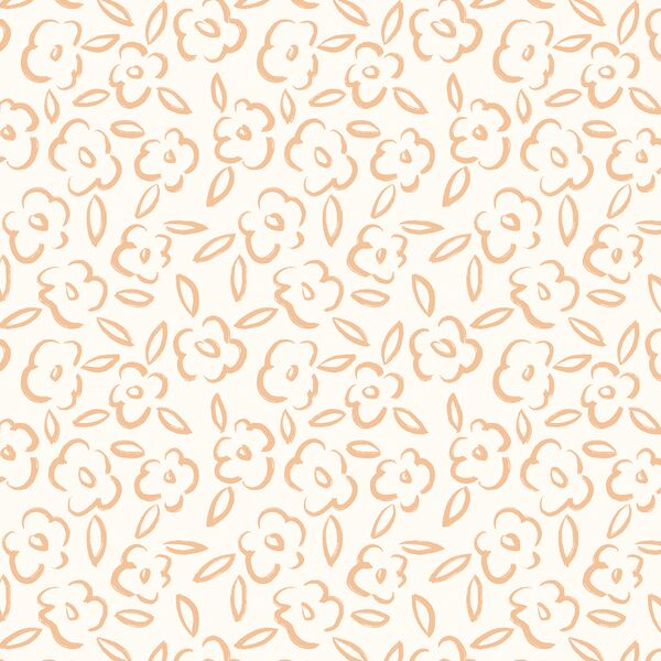 Painted Bloom in Soft Coral on Ivory