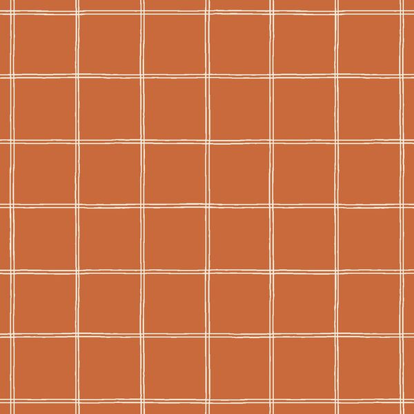 Grid Lines in Cream on Rust