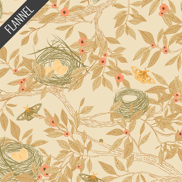 Nesting Garden Flannel in Ivory