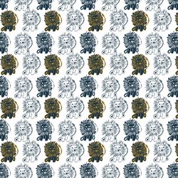 Block Print Lions in Deep Navy