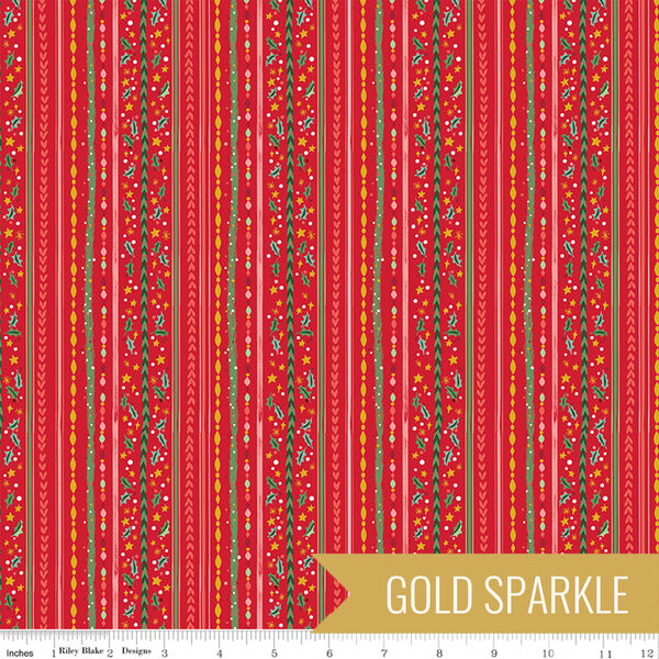 Winterberry Stripes in Red Sparkle