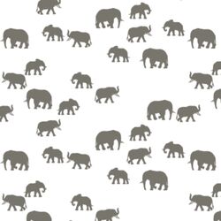 Elephant Silhouette in Greige on White