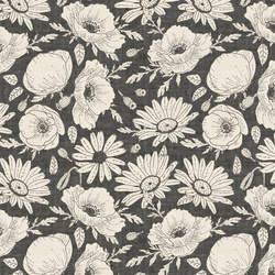 Floral Silhouette in Coal
