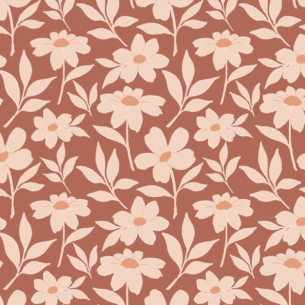 Large Fresh Floral in Red Clay