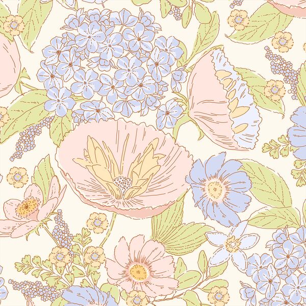 Large June Florals in Cream